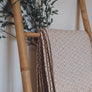 Plaid à franges, en coton beige et écru, motifs Losanges