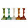 Bougeoir en verre rose