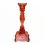 Bougeoir en verre rose